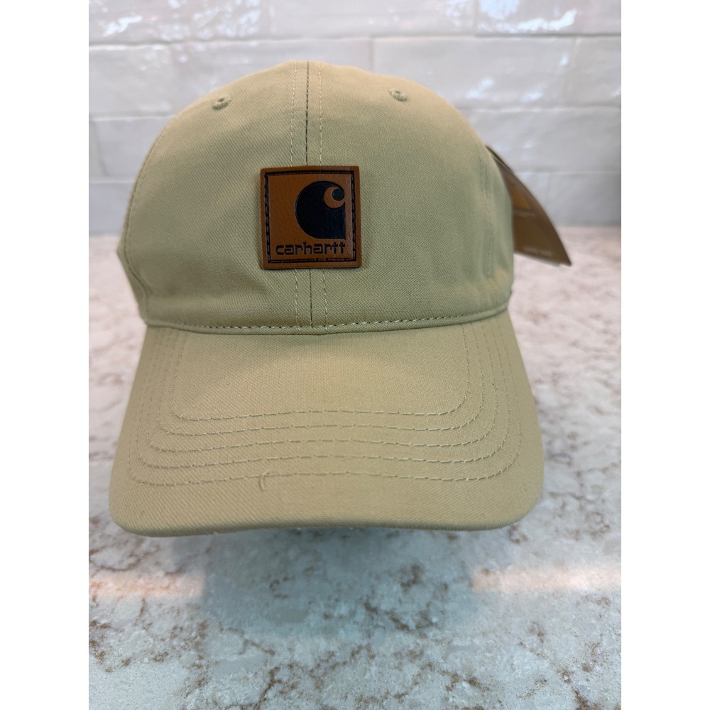 Carhartt Khaki Tan Canvas Logo Patch Adjustable Baseball Hat Cap NWT